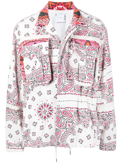 Sacai Paisley-print Shirt Jacket In White