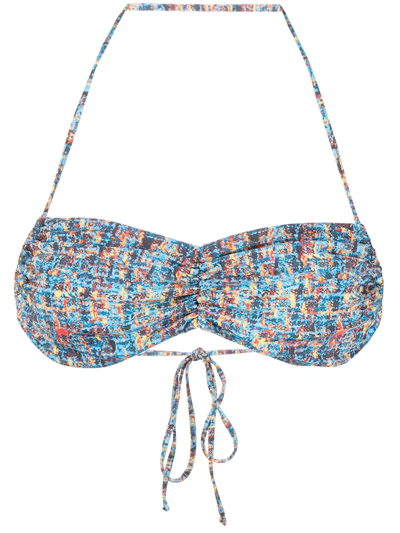 Sian Swimwear Halle Tweed-print Bikini Top In Blau