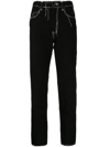Y's Contrast-stitch Jeans In Schwarz