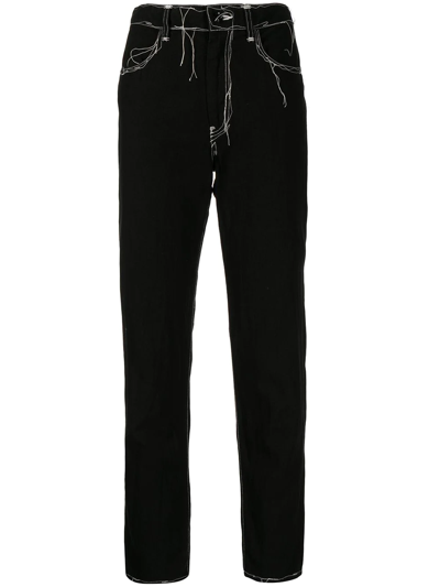 Y's Contrast-stitch Jeans In Black