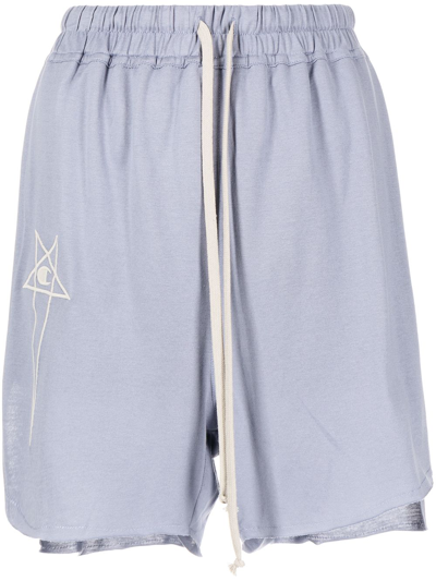 Rick Owens Logo-embroidered Shorts In Blau