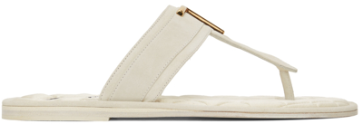 Tom Ford Brighton Embellished Suede Sandals In White