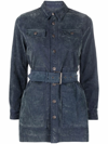 Diesel De-flaminia Belted Denim Jacket In Blue