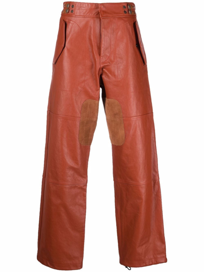 Diesel Straight-leg Leather Trousers In Red