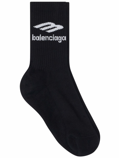 Balenciaga 3b Sports Icon Tennis Socks In Black