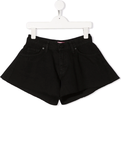 Pinko Teen Flared Denim Shorts In Black