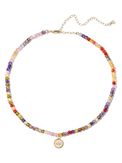 Sydney Evan 14kt Yellow Gold Evil Eye Beaded Necklace