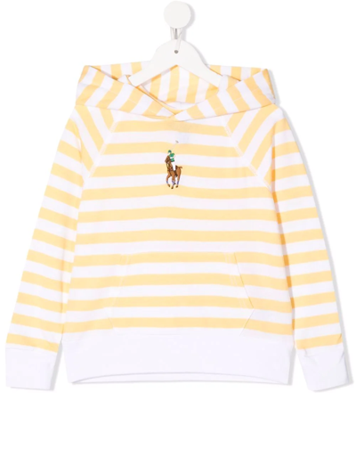 Ralph Lauren Kids' Polo Pony Stripe-print Hoodie In Yellow