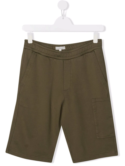 Woolrich Kids' Patch-pocket Organic Cotton Shorts In Military Green