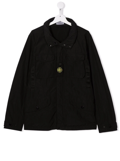 Stone Island Teen Naslan Light Zipped Jacket In Black