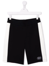 Emporio Armani Colourblock Logo-patch Shorts In Blue