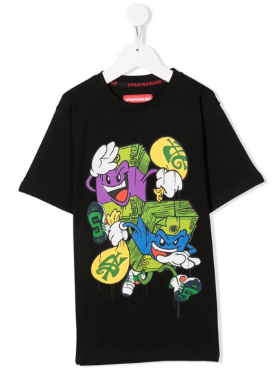 Sprayground Kid Kids' Graphic-print Cotton T-shirt In Black