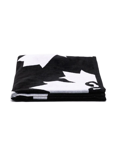 Dsquared2 Maple Leaf-print Beach Towel In Black