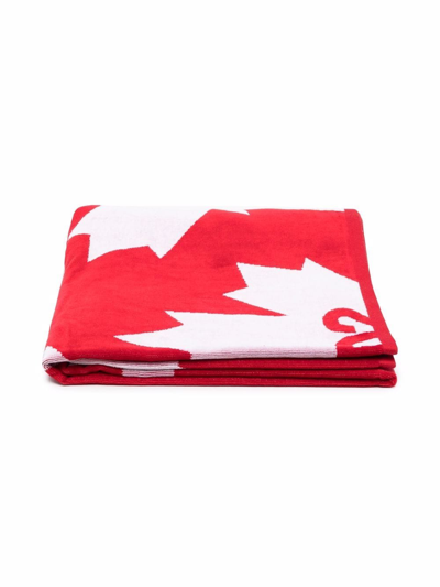 Dsquared2 Maple Leaf-print Beach Towel In Red