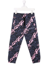 Vision Of Super Teen Leopard-print Track Pants In Black