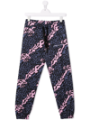 Vision Of Super Teen Leopard-print Track Pants In Black