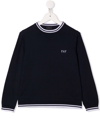 Fay Teen Embroidered Logo Knit Jumper In Blue