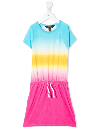 Polo Ralph Lauren Kids' Tie Dye-print T-shirt Dress In Blue