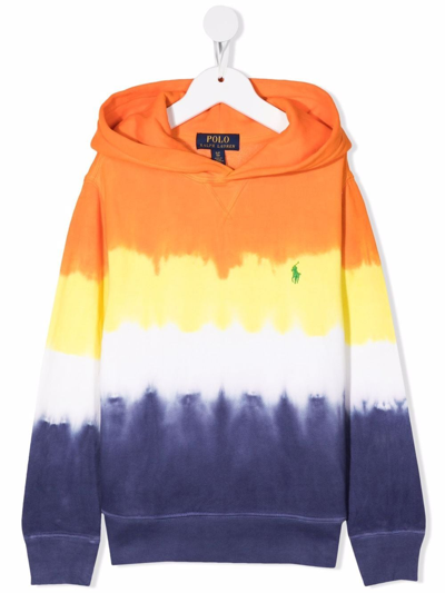 Ralph Lauren Kids' Tie Dye-print Pullover Hoodie In Orange