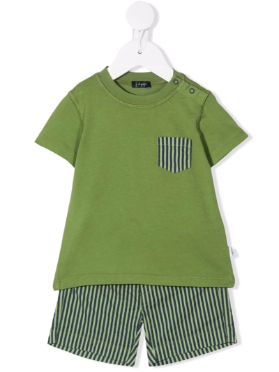 Il Gufo Babies' Stripe-detail T-shirt And Shorts Set In Green