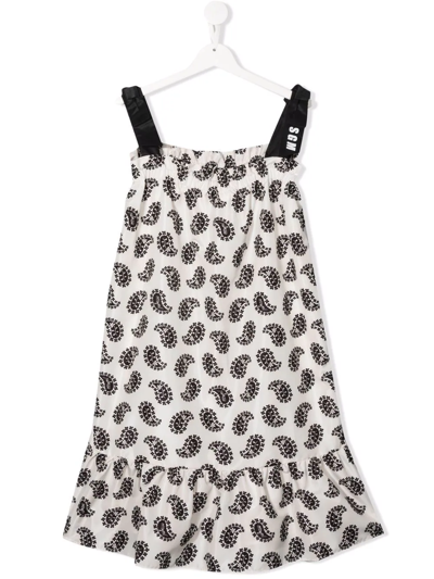 Msgm Teen Paisley-print Shift Dress In White