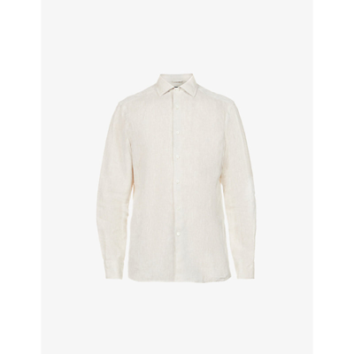 Ermenegildo Zegna Relaxed-fit Button-down Linen Shirt In Bright