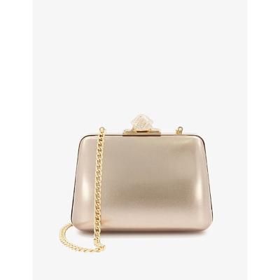 Dune Become Knot-clasp Metallic Clutch In Gold-synthetic