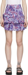 Isabel Marant Étoile Naomi Smocked Floral Tiered Skirt In 30bu Blue