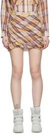 Isabel Marant Étoile Birdy Gathered Checked Cotton-voile Mini Skirt In Yellow