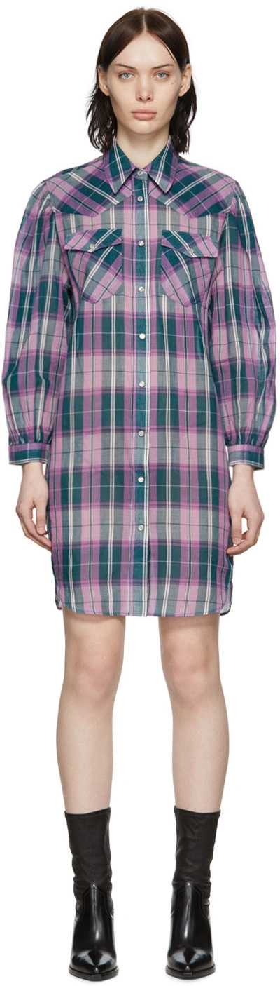 Isabel Marant Étoile Britany Checked Cotton Shirt Dress In Multi