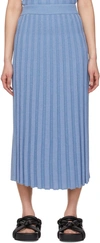 Joseph Textured-ribbed Knitted Midi Skirt In Sky Blue