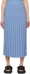 Joseph Ribbed Pointelle-knit Cotton-blend Midi Skirt In 0303 Sky Blue