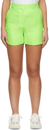 Msgm Green Viscose Shorts In 35 Fluo Green