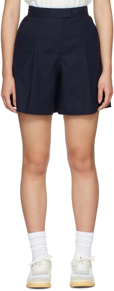 A.p.c. Diane High-rise Pleated Rep Shorts In Dark Navy