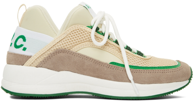 Apc Beige & Green Run Around Sneakers