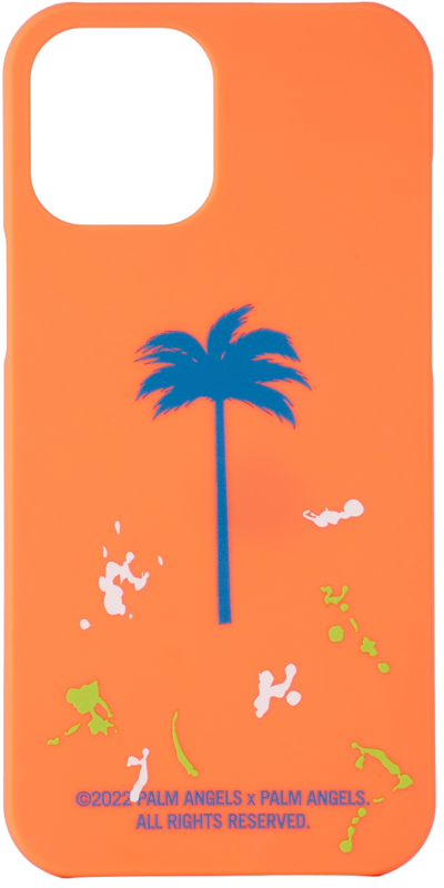 Palm Angels Orange Palm Tree Iphone 12 Pro Max Case In Orange Light