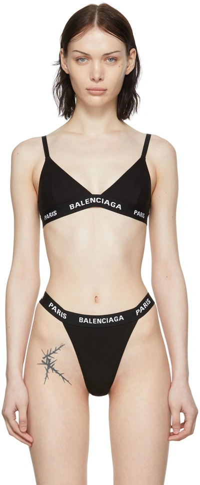 Balenciaga Stretch-cotton Jersey Soft-cup Triangle Bra In 黑色