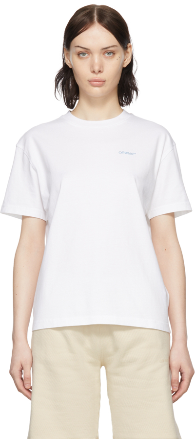 Off-white Floral Arrow Logo Cotton Tee In Grey