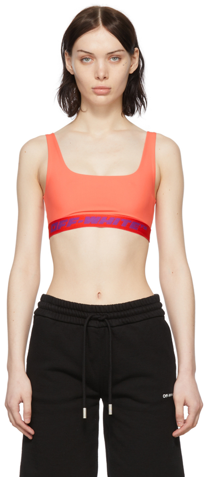Off-white Logo-underband Cropped Sports Top In Orange