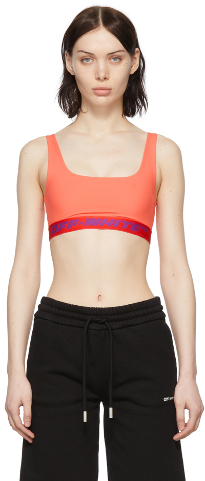 Off-white Logo-underband Cropped Sports Top In Red