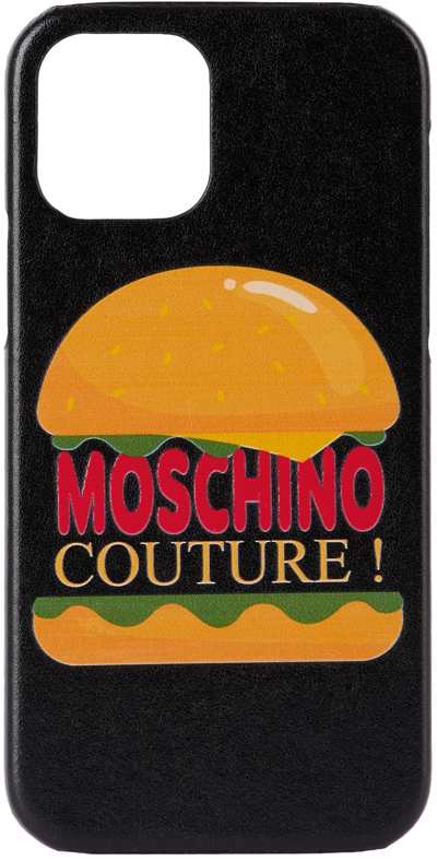 Moschino Hamburger Logo Print Iphone 12 Pro Max Case In Black