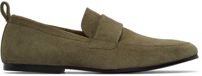 Officine Generale Khaki Suede Salomon Loafers In Taupe