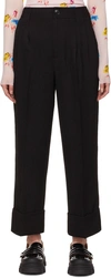 GANNI BLACK RECYCLED POLYSTER TROUSERS