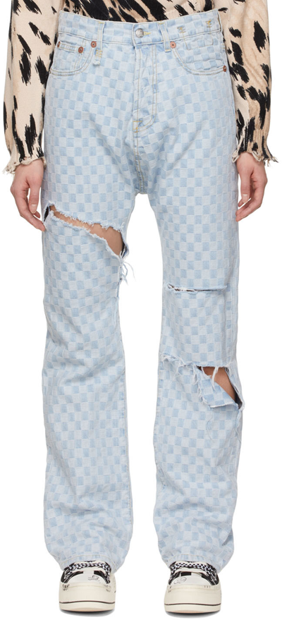 R13 Blue Izzy Jeans In D046b Checkerboard