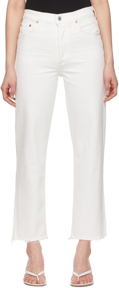 Citizens Of Humanity White Humanity Florence Wide Straight-leg Jeans In Multi