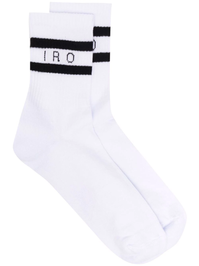 Iro Striped Logo Socks In White