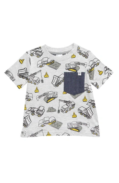 Sovereign Code Kids' Russ Construction Print Pocket T-shirt In Road Work/ Heather Grey