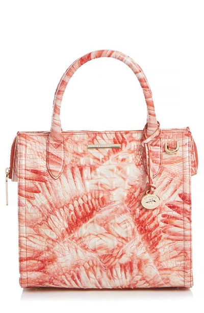 Brahmin Small Caroline Croc Embossed Leather Satchel In Pink Flamingo