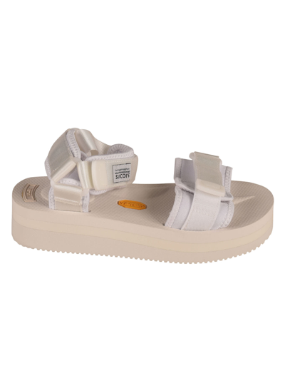 Suicoke Ankle Strap Logo Patched Sandals In White