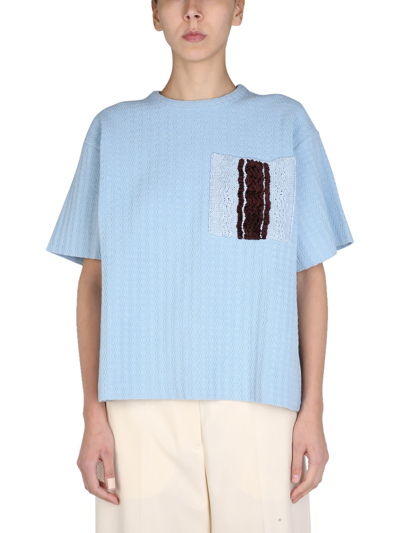 Jil Sander Inlay Sweater In Baby Blue